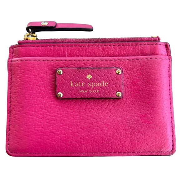 Kate Spade New York Credit Card Holder Compact Pink Leather 4.5" X 3" - Picture 1 of 5